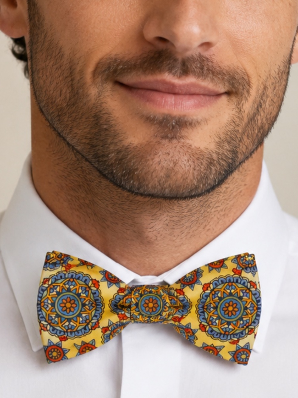 Vintage Floral Medallion Acetate Self-Tie Bow Tie 2.5"